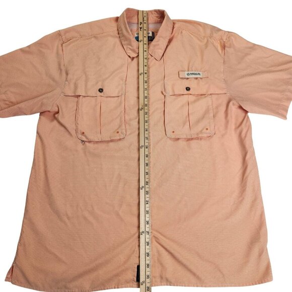 Magellan Outdoors Men's Size Large Peach Plaid Relaxed Fit Casual Fishing Shirt - Picture 6 of 12